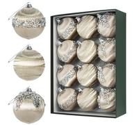 GUOER 12 bolas de Navidad de satén de 100 mm, adornos colgantes de seda para árbol de Navidad, decoraciones de lujo para el hogar para árbol de Navidad, corona, guirnalda, decoración de vacaciones,