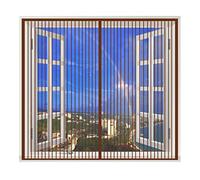 GUOGAI Mosquitera Ventana Magnetica 95x95cm Fácil de Instalar Mosquitera para Ventana Protección contra Insectos para Ventanas Puertas de Todos Tamaños, Marrón A