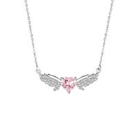 GUOGAOzz Collar «Not Beaten My Heart Still Rises», collar con colgante de cristal rosa en forma de corazón, collares inspiradores con alas para mujer (Gold)