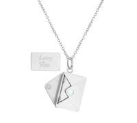 GUOGAOzz Por amor - Collar con libro «Te quiero», collar con sobre que se abre, collares con medallón en forma de sobre personalizados para mujer (Silver)