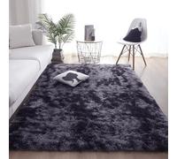 GUOGHUI Alfombras Infantiles 100 x 100 cm Diseño Tie Dye Shaggy Piel de Cordero Oveja Resistente Humedad Adecuado para Salón Dormitorio, Gris Oscuro
