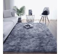 GUOGHUI Alfombras Infantiles 150 x 150 cm Diseño Tie Dye Shaggy Piel de Cordero Oveja Resistente Humedad Adecuado para Salón Dormitorio, Gris Claro