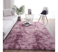GUOGHUI Alfombras Infantiles 160 x 170 cm Diseño Tie Dye Shaggy Piel de Cordero Oveja Resistente Humedad Adecuado para Salón Dormitorio, Rosa Púrpura