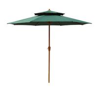 GUOGLZ Parasol De Patio Sombrilla De Jardín, Sombrilla De Mercado para Mesa De Exterior con Manivela, 8 Varillas Resistentes, Diseño De Doble Parte Superior(Green)