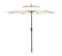 GUOGLZ Parasol De Patio Sombrilla De Jardín, Sombrilla De Mercado para Mesa De Exterior con Manivela, 8 Varillas Resistentes, Diseño De Doble Parte Superior(White)