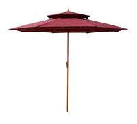 GUOGLZ Parasol De Patio Sombrilla De Jardín, Sombrilla De Mercado para Mesa De Exterior con Manivela, 8 Varillas Resistentes, Diseño De Doble Parte Superior(Burgundy)