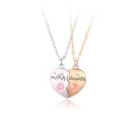 Guoguonb Juego de 2 collares para madre e hija, con colgante de corazón con grabado para niñas, mujeres, mamá, hija, regalo de cumpleaños, Acero inoxidable