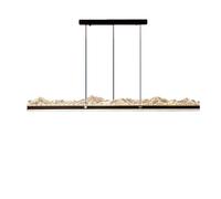 GUOGUOSM Lámpara colgante de lujo italiana para comedor o bar; lámpara colgante lineal minimalista retro para mesa de comedor e isla de cocina; luminaria LED regulable de tres colores de 62 W en color