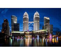 GUOHLOZ Puzle de 1000 Piezas,Puzzle para Adultos,Impossible Rompecabezas,Colorido Juego de Habilidad para Toda la Familia,Rascacielos,Malasia,Kuala Lumpur,Torres Petronas,Torres Petronas,75x50cm