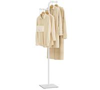 GUOHNHE Perchero de Pie, Moderno Colgador de Ropa de Doble Columna, con Placa Inferior de Roca Gruesa, para Colgar Abrigos, Sombreros y Bolsos, 30 x 30 x 176 cm, Blanco, GYJ012W