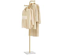 GUOHNHE Perchero de Pie, Moderno Colgador de Ropa de Doble Columna, con Placa Inferior de Roca Gruesa, para Colgar Abrigos, Sombreros y Bolsos, 30 x 30 x 176 cm, Amarillo Dorado, GYJ012WJ