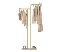GUOHNHE Perchero de Pie, Moderno Colgador de Ropa de Doble Columna, Metal Perchas Independientes con Placa Inferior de Roca Gruesa, para Entrada, Dormitorio, 180 cm, Amarillo Dorado, GYJ401WJ