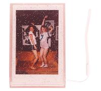 GUOHOQIX Caja de Almacenamiento de Fotos para cámara instantánea de 3 Pulgadas, Mini Estuche para Fotos con Correa para Guardar Fotos y Tarjetas. (Purpurina Rosa Transparente)