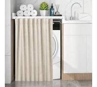 GUOIOOI Cortina for lavavajillas, Cortina Plisada Opaca for Lavadora, persiana de acordeón sin Taladro for área de lavandería, Cubierta Repelente al Agua de Tela Pesada(Beige,W60*H90cm)