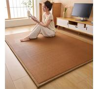 GUOIOOI Esterilla de Tatami Japonesa Tradicional de bambú y ratán, colchón futón japonés Enrollable, Esterilla Gigante de Espuma viscoelástica for meditación y Juego Zen.(Caramel,200x300cm)