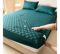 GUOIOOI Waterproof Mattress Protector,Quilting Queen Fitted Sheet Only with Deep Pocket Full-Wrap Elastic,Soft Dirt-Proof Mattress Coverfor Adults & Dorm Living Machine Washable(Green,180x200cm)