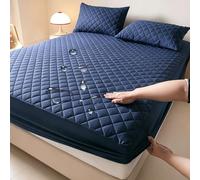 GUOIOOI Waterproof Mattress Protector,Quilting Queen Fitted Sheet Only with Deep Pocket Full-Wrap Elastic,Soft Dirt-Proof Mattress Coverfor Adults & Dorm Living Machine Washable(Dark Blue,120x200cm)