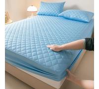 GUOIOOI Waterproof Mattress Protector,Quilting Queen Fitted Sheet Only with Deep Pocket Full-Wrap Elastic,Soft Dirt-Proof Mattress Coverfor Adults & Dorm Living Machine Washable(Sky Blue,180x200cm)
