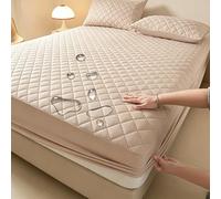 GUOIOOI Waterproof Mattress Protector,Quilting Queen Fitted Sheet Only with Deep Pocket Full-Wrap Elastic,Soft Dirt-Proof Mattress Coverfor Adults & Dorm Living Machine Washable(Apricot,180x220cm)