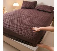 GUOIOOI Waterproof Mattress Protector,Quilting Queen Fitted Sheet Only with Deep Pocket Full-Wrap Elastic,Soft Dirt-Proof Mattress Coverfor Adults & Dorm Living Machine Washable(Brown,200x220cm)
