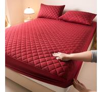 GUOIOOI Waterproof Mattress Protector,Quilting Queen Fitted Sheet Only with Deep Pocket Full-Wrap Elastic,Soft Dirt-Proof Mattress Coverfor Adults & Dorm Living Machine Washable(Rot,90x190cm)