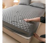 GUOIOOI Waterproof Mattress Protector,Quilting Queen Fitted Sheet Only with Deep Pocket Full-Wrap Elastic,Soft Dirt-Proof Mattress Coverfor Adults & Dorm Living Machine Washable(Dark Gray,200x220cm)