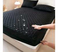GUOIOOI Waterproof Mattress Protector,Quilting Queen Fitted Sheet Only with Deep Pocket Full-Wrap Elastic,Soft Dirt-Proof Mattress Coverfor Adults & Dorm Living Machine Washable(Schwarz,180x200cm)