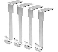 Guojanfon Paquete de 4 soportes para medias de Navidad, ganchos de metal para colgar medias de Navidad, soportes para medias para manto para decoraciones de Navidad (plata)