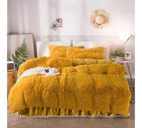 Guojm Fleece Cozy Cozy Bedding Juego de edredón de Lana de 1 Cubierta nórdica 1 Sapa de Cama 2 Casas de Almohadas súper Suave, Amarillo, Rey