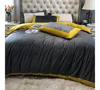 Guojm - Juego de cama de terciopelo en relieve, con talento de cama de coral de 4 piezas, hoja de cubrecoqueta de color sólido cálido (5 pies (150 cm))
