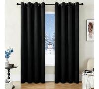 GUOJUN Cortinas Salon Modernas 130 x 195 cm Modernas Opacas con Ojales Blackout Curtains Anti Luz Acustico Privacidad para Salon Dormitorio Cocina, Negro