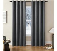 GUOJUN Cortinas Salon Modernas 130 x 195 cm Opacas con Ojales Modernas Cortina Habitacion Opaca Termica Anti Luz Acustico Privacidad para Habitacion Salón Balcón, Gris Oscuro