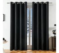 GUOJUN Cortinas Salon Modernas 50 x 70 cm Opacas con Ojales Modernas Blackout Curtains Anti Luz Acustico Privacidad para Salon Dormitorio Cocina, Negro
