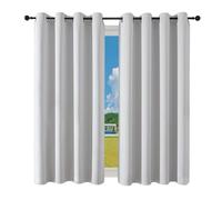 GUOJUN Cortinas Térmicas Aislantes Frío y Calor 180 x 210 cm Opacas con Ojales Modernas Blackout Cortinas Anti Luz Acustico Privacidad para Salon Dormitorio Cocina, Blanco