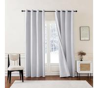 GUOJUN Cortinas Térmicas Aislantes Frío y Calor 50 x 70 cm Opacas con Ojales Modernas Cortina Habitacion Opaca Termica Anti Luz Acustico Privacidad para Salon Dormitorio Cocina, Blanco