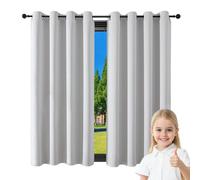 GUOJUN Cortinas Térmicas Aislantes Frío y Calor 70 x 140 cm Modernas Opacas con Ojales Cortina Antiruido Anti Luz Acustico Privacidad para Habitacion Salón Balcón, Blanco