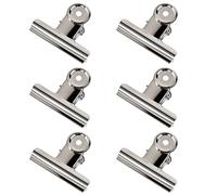 GUOKOFF Bulldog Clips, 6 Pieza 75mm Binder Clips, Grande Bulldog Clip, Plata Binder Clip, Binder Paper Clips Pinzas Metal Papel de Bisagra Clip, Clip Grande de Metal para Bisagra para Oficina Escuela