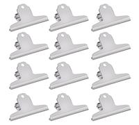 GUOKOFF Grande Bulldog Clip, 120mm Bulldog Clip, 12 Pieza, Binder Paper Clips Pinzas Metal Papel de Bisagra Clip, Plata Binder Clip, Clip Grande de Metal para Bisagra para oficina, escuela