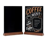 GUOKOFF Letreros de Pizarra A4, 2 Piezas Pizarras con Soporte, Doble Cara Pizarras Negra Decorativas con Madera, Cartel Pizarra Pequeña, Tableros de Tiza Para Menú, Bodas, Restaurante, Cafe