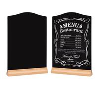 GUOKOFF Mini Letreros de Pizarra, 2 Piezas Mini Pizarras con Soporte A4, Negra Pizarra para Mesa, Pizarra Doble Cara con Soporte de Madera, Pizarra Pequeña Cartel, Tableros de Tiza