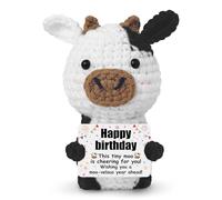 Guokoko - Mini regalo positivo de vaca de ganchillo para mujeres, hombres y amigos, apoyo emocional inspirador, animales de peluche, vacas de ganchillo hechas a mano, regalos para compañeros de