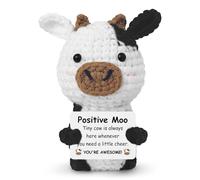 Guokoko - Mini regalo positivo de vaca de ganchillo para mujeres, hombres y amigos, apoyo emocional inspirador, animales de peluche, vacas de ganchillo hechas a mano, regalos para compañeros de