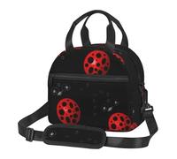 GUOLGP Art Ladybug Tracks - Bolsa de almuerzo aislada para estudiantes, correa ajustable para el hombro, trabajo, viajes, picnic