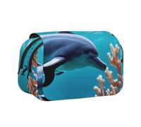 GUOLGP Beautiful Underwater World Dolphins Coral Print - Estuche portátil versátil para guardar bolígrafos, suministros de viaje, oficina, viajes, múltiples bolsillos