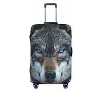 GUOLGP Blue Eyes Wolf Print - Funda decorativa para maleta, lavable, con cremallera oculta, protector de equipaje de viaje, White, L