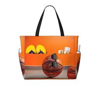 GUOLGP Bolsa de baloncesto con estampado naranja elegante, impermeable, multibolsillos, plegable, ligera, aventuras al aire libre