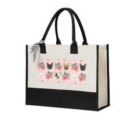 GUOLGP Bolsa de lona con estampado de bulldog francés y flores para mujer, para playa, viajes, escuela, oficina, uso diario, bolsas de compras