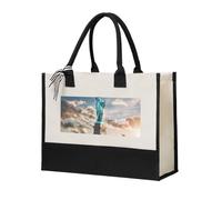 GUOLGP Bolsa de lona con estampado de Estatua de la Libertad en Nueva York para mujer, para playa, viajes, escuela, oficina, uso diario, bolsas de compras