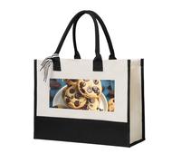 GUOLGP Bolsa de lona con estampado de galletas y chispas de chocolate, para mujer, para playa, viajes, escuela, oficina, uso diario, bolsas de compras