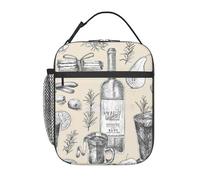 GUOLGP Bolsa práctica para el almuerzo con estampado de campo de uvas, vinos y vinos, para picnic, aperitivos, bebidas, trabajo, escuela, viajes